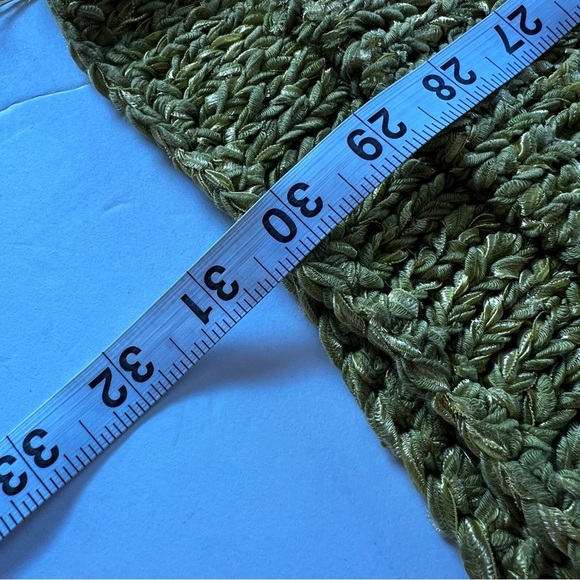 Vintage Chicos Linen Blend Chartreuse Lagonlook Cardigan Fringe size Large - Picture 12 of 13